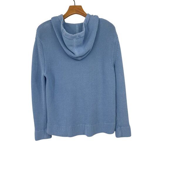 Pura Cashmere supima Cotton Fisherman Hoodie sweater full zip size XL lt blue - Picture 4 of 8